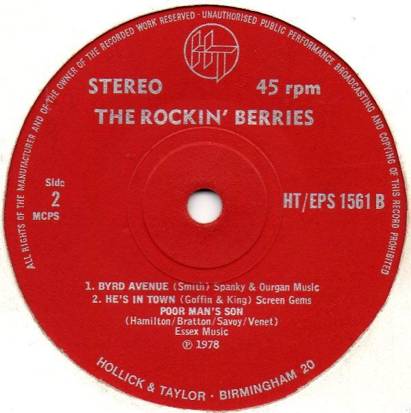 The Rockin' Berries : 5 From The Berries (7", EP)