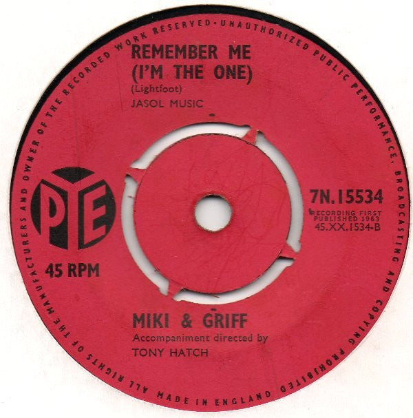 Miki & Griff : There'll Never Be Anyone Else (7", Single)