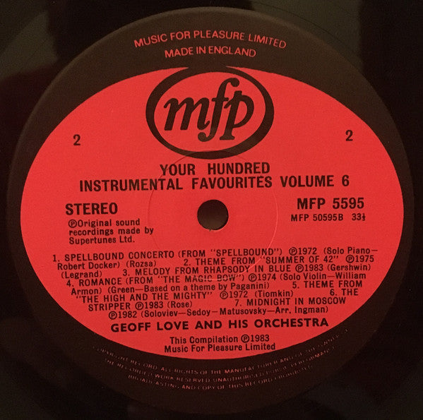 Geoff Love & His Orchestra : Your Hundred Instrumental Favourites Volume 6 (LP, Album, Comp)