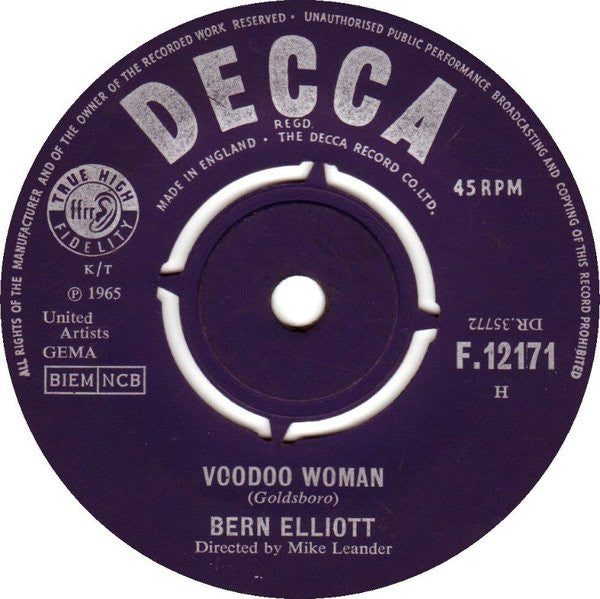 Bern Elliott : Voodoo Woman (7")