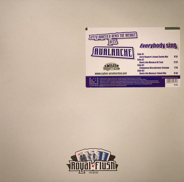 Jerry Ropero & Denis The Menace Pres. Avalanche (7) : Everybody Sing (12")