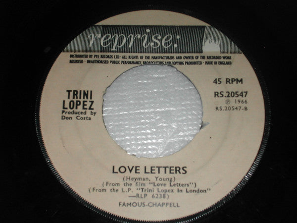Trini Lopez : Gonna Get Along Without Ya Now (7", Pus)