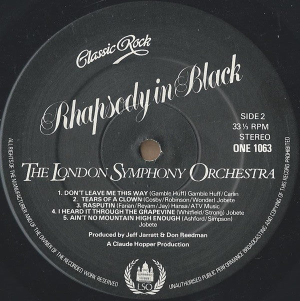 London Symphony Orchestra And The Royal Choral Society : Classic Rock Rhapsody In Black (LP, Album)
