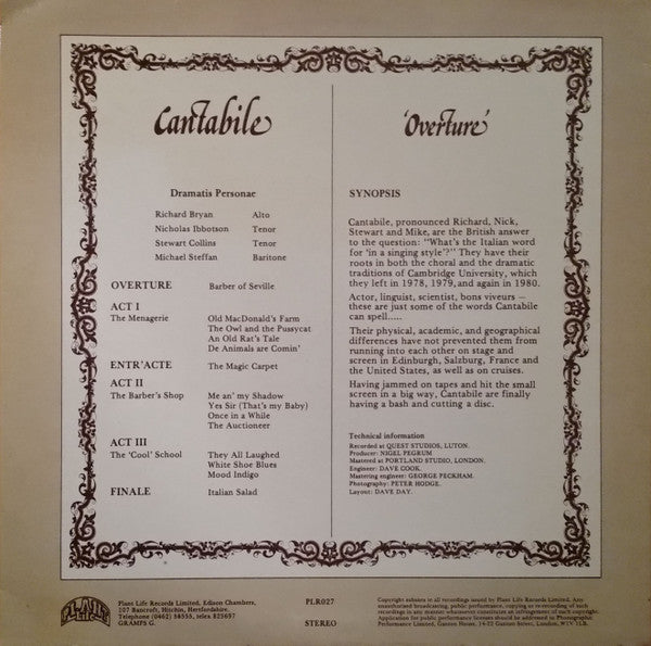 Cantabile : Overture (LP, Album)