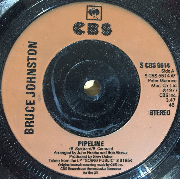 Bruce Johnston : Pipeline (7", Single, Pla)