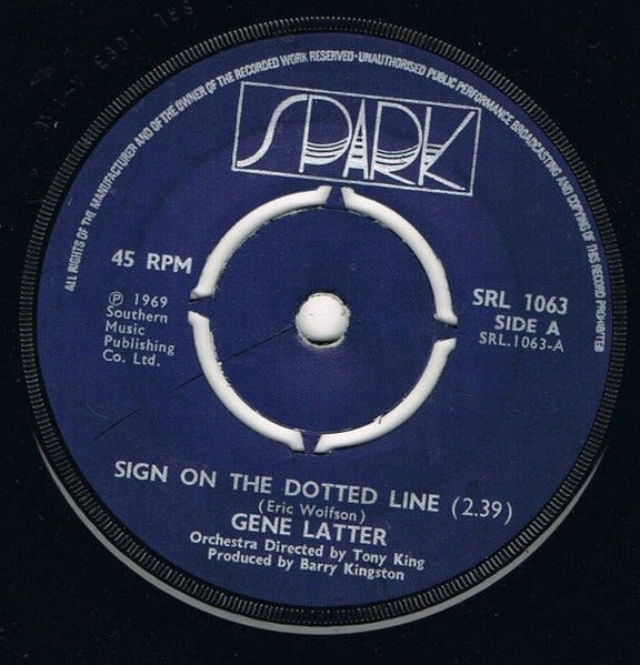 Gene Latter : Sign On The Dotted Line (7", RE, Pus)