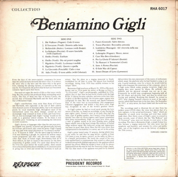 Beniamino Gigli : Beniamino Gigli (LP, Album, Comp)