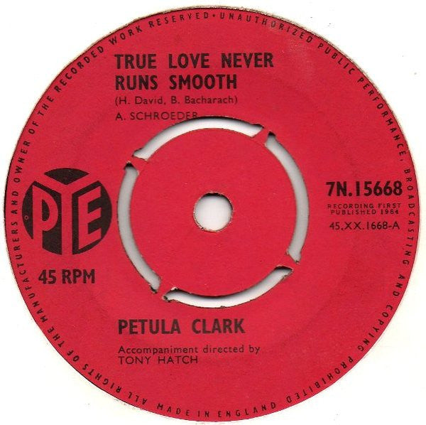 Petula Clark : True Love Never Runs Smooth (7", Single)