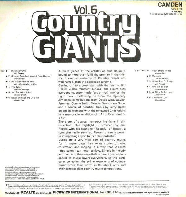 Various : Country Giants Vol. 6 (LP, Comp)