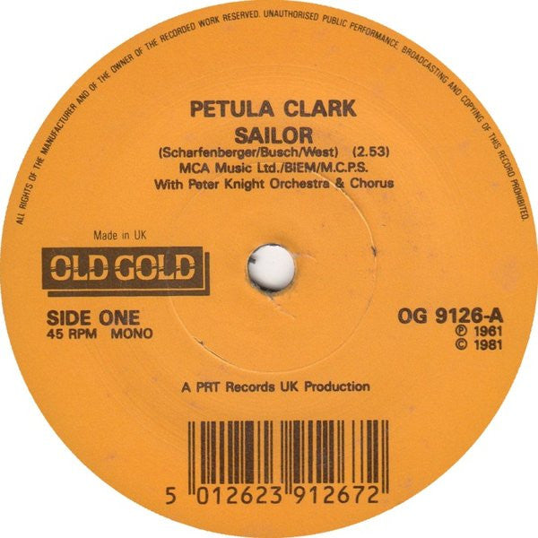 Petula Clark : Sailor (7", Single, Mono)