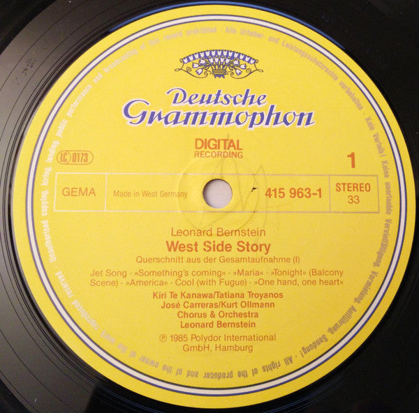 Leonard Bernstein, Kiri Te Kanawa, José Carreras, Tatiana Troyanos, Kurt Ollmann, Marilyn Horne : West Side Story (Highlights) (LP)