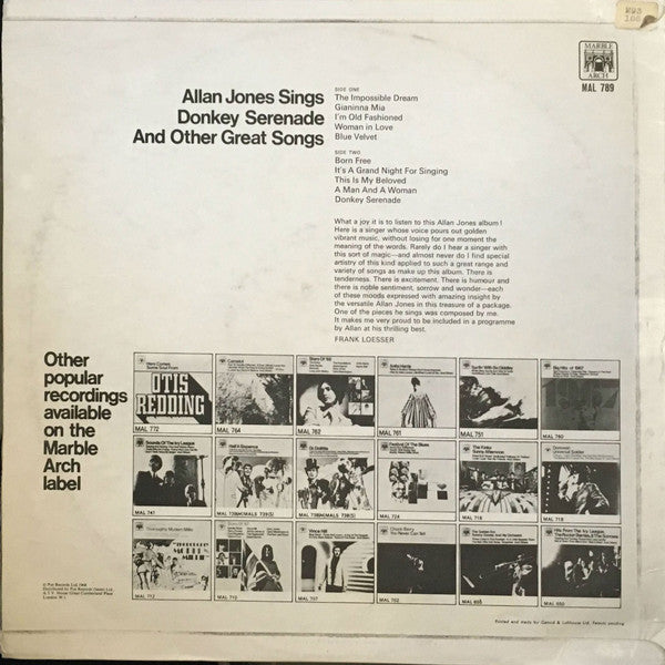 Allan Jones (5) : Donkey Serenade And Other Great Songs (LP)