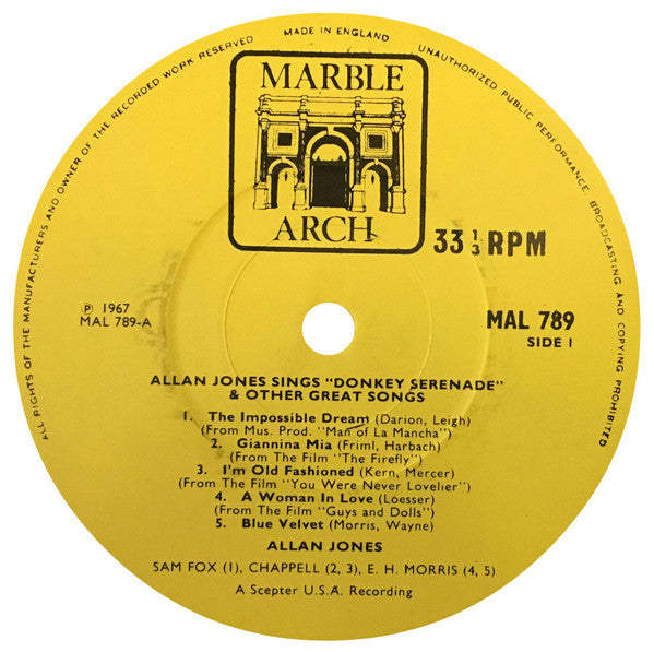 Allan Jones (5) : Donkey Serenade And Other Great Songs (LP)