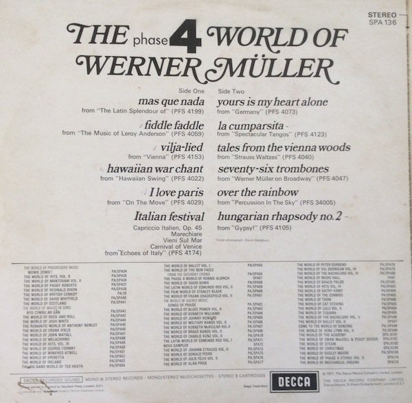 Werner Müller Und Sein Orchester : The Phase 4 World Of Werner Müller (LP, Comp)