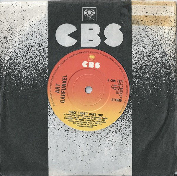 Art Garfunkel : Since I Don't Have You (7", Single)
