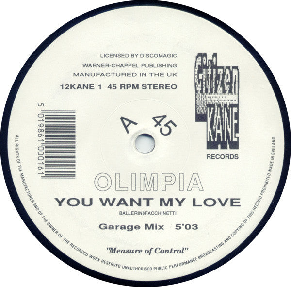 Olimpia : You Want My Love (12")
