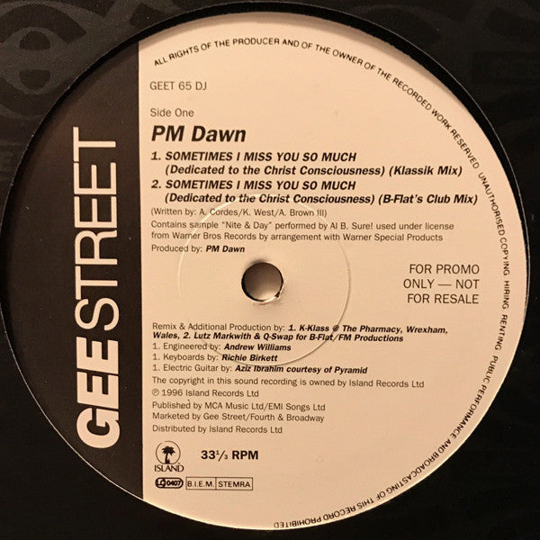 P.M. Dawn : Sometimes I Miss You So Much (Dedicated To The Christ Conciousness) (12", Promo)