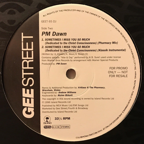 P.M. Dawn : Sometimes I Miss You So Much (Dedicated To The Christ Conciousness) (12", Promo)