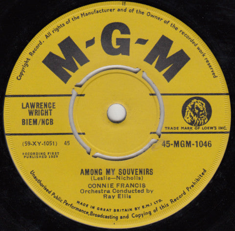 Connie Francis : Among My Souvenirs (7", Single)