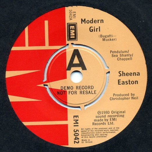 Sheena Easton : Modern Girl (7", Single, Promo)