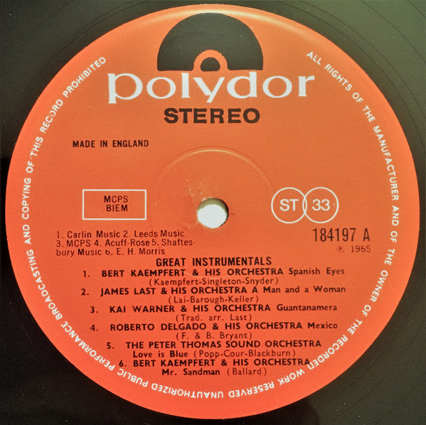 Various : Great Instrumentals (LP, Comp)
