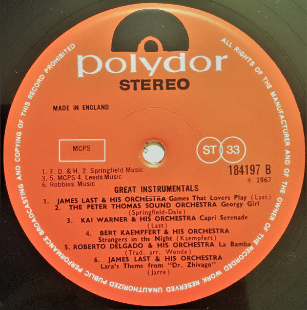 Various : Great Instrumentals (LP, Comp)