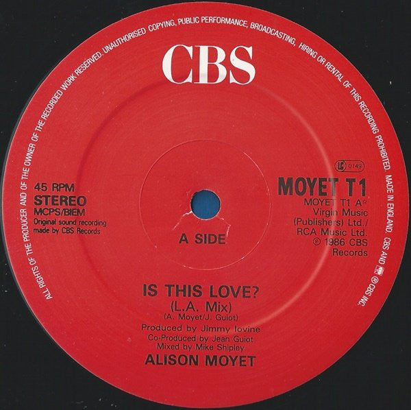 Alison Moyet : Is This Love? (12", Single)