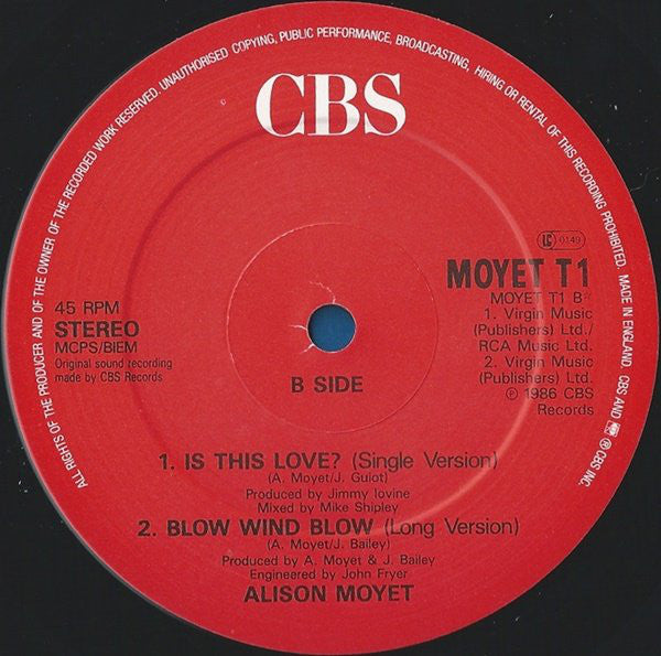 Alison Moyet : Is This Love? (12", Single)
