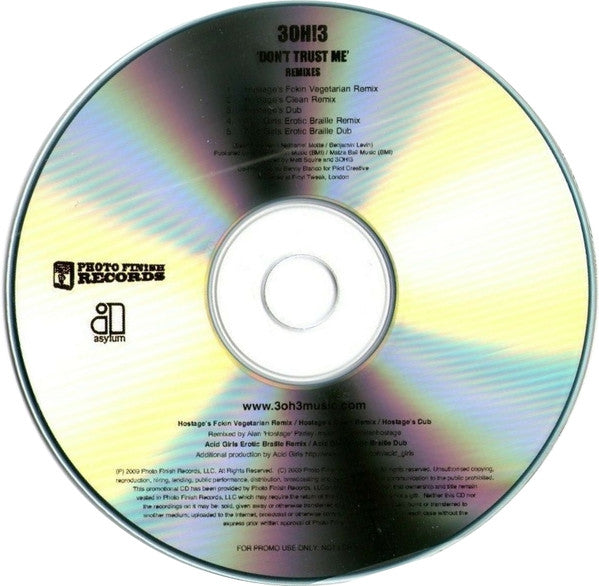 3OH!3 : Don't Trust Me - Remixes (CDr, Single, Promo)