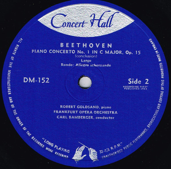 Ludwig van Beethoven — Robert Goldsand , Pianist - Frankfurter Opern- Und Museumsorchester - Carl Bamberger : Piano Concerto No. 1 In C Major, Opus 15 (10", Mono)
