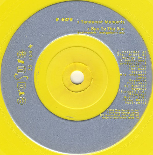 Erasure : Run To The Sun (7", Single, Ltd, Yel)