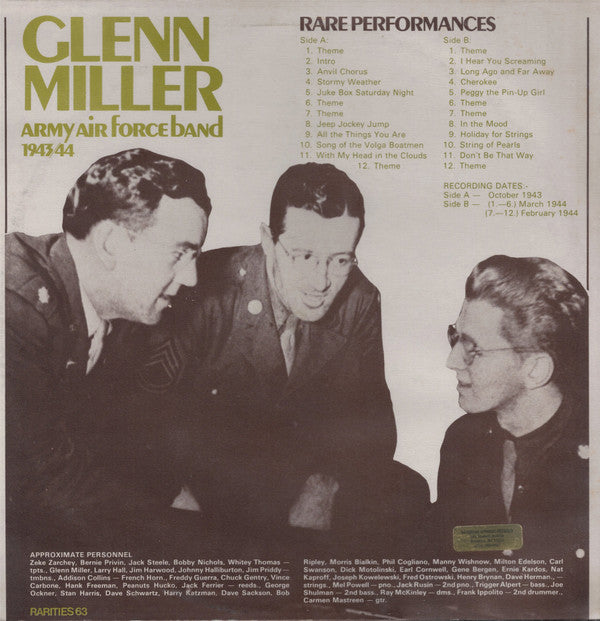 Glenn Miller And The Army Air Force Band : 1943/44 Rare Performances - First Time On Record! (LP)