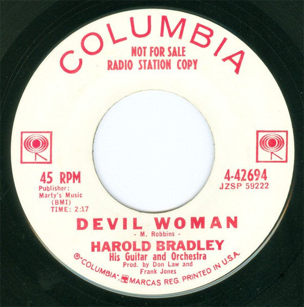 Harold Bradley His Guitar And Orchestra : Devil Woman / Walk On By (7", Single, Promo)