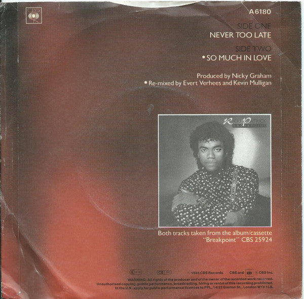 Rikki Patrick : Never Too Late / So Much In Love (7")