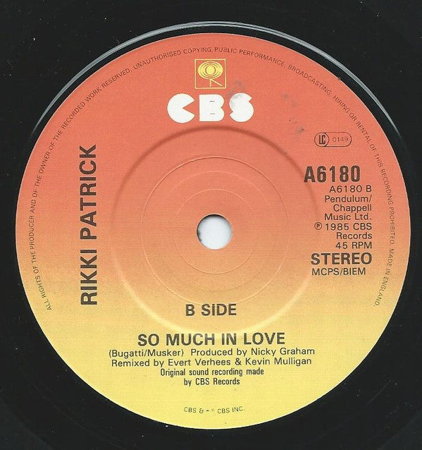 Rikki Patrick : Never Too Late / So Much In Love (7")