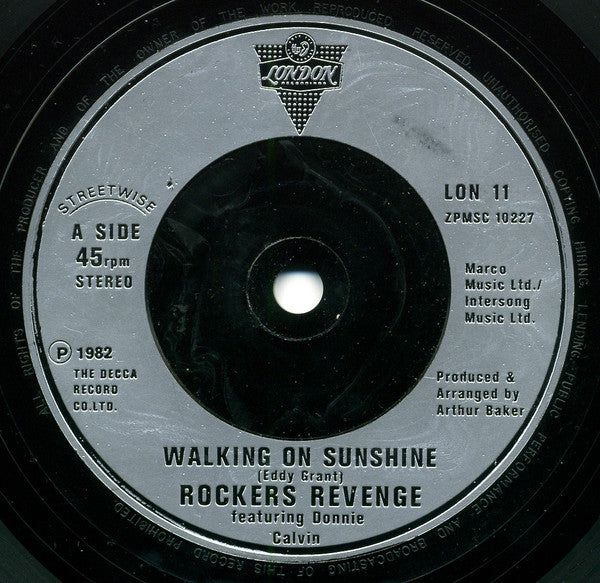 Rockers Revenge Featuring Donnie Calvin : Walking On Sunshine (7", Sil)