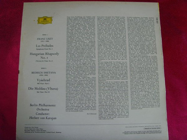 Liszt* / Smetana*, Berlin Philharmonic Orchestra*, Herbert von Karajan : Les Preludes - Hungarian Rhapsody No.2 / Vysehrad - Die Moldau (LP)