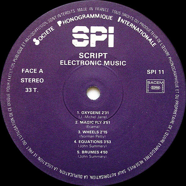 Script : Electronic Music (LP)