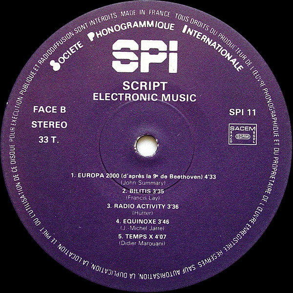 Script : Electronic Music (LP)