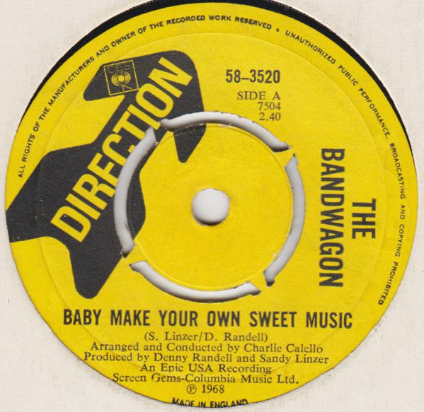 Johnny Johnson And The Bandwagon : Baby Make Your Own Sweet Music (7", Single)