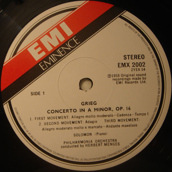 Edvard Grieg • Robert Schumann • Solomon (6) • Philharmonia Orchestra • Herbert Menges : Piano Concertos (LP)