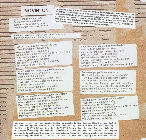 Apache Indian : Movin' On Special (CD, Maxi)
