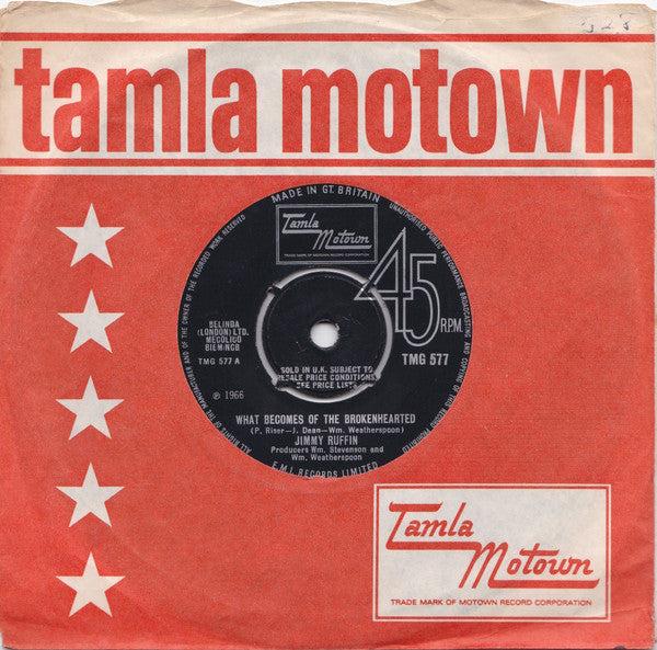 Jimmy Ruffin : What Becomes Of The Brokenhearted (7", Single, Pus)