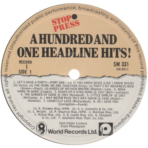 Various : A Hundred And One Headline Hits (6xLP, Comp + Box)