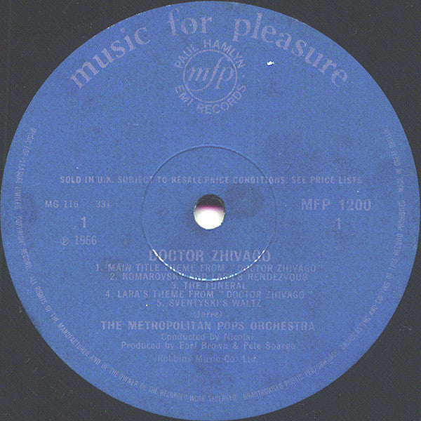 Maurice Jarre / The Metropolitan POPS Orchestra : Doctor Zhivago (LP, Album, Mono)