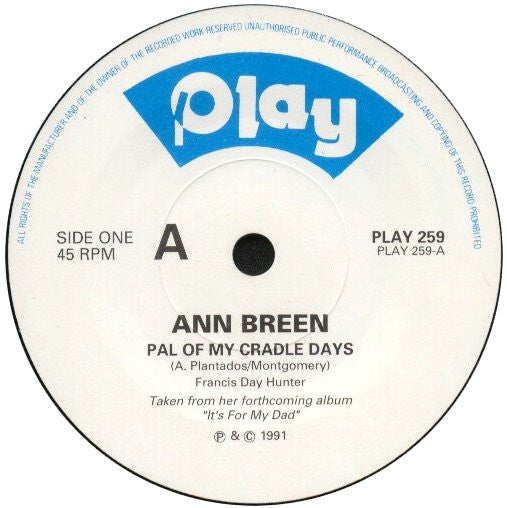 Ann Breen : Pal Of My Cradle Days (7", Single)