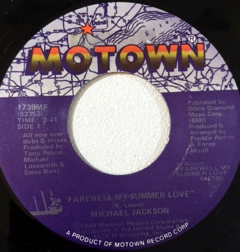 Michael Jackson : Farewell My Summer Love (7", Single)