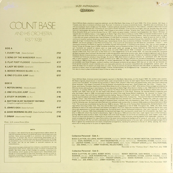 Count Basie Orchestra : 1937/1938 (LP, Mono)