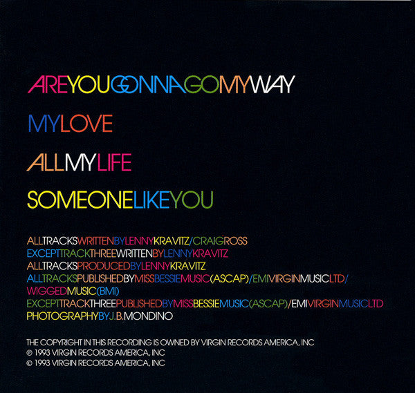 Lenny Kravitz : Are You Gonna Go My Way (CD, Single, CD2)