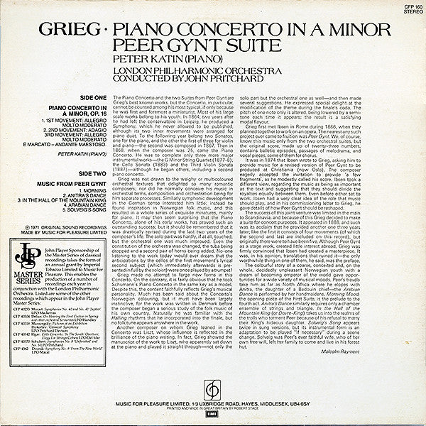 Edvard Grieg - Peter Katin, London Philharmonic Orchestra, John Pritchard : Piano Concerto In A Minor • Peer Gynt Suite (LP, Album)